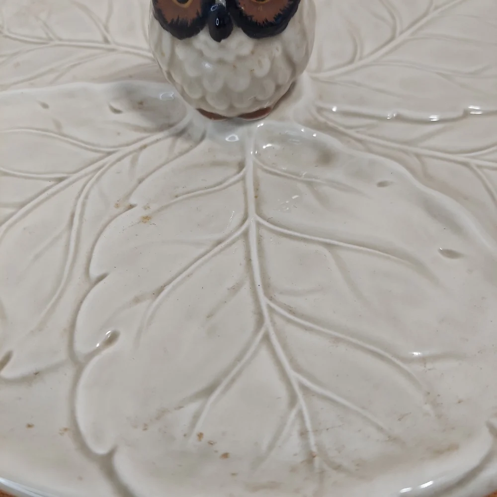 Vintage Otigari Owl Appetizer Toothpick Holder Tray 10" Round - Picture 4 of 11